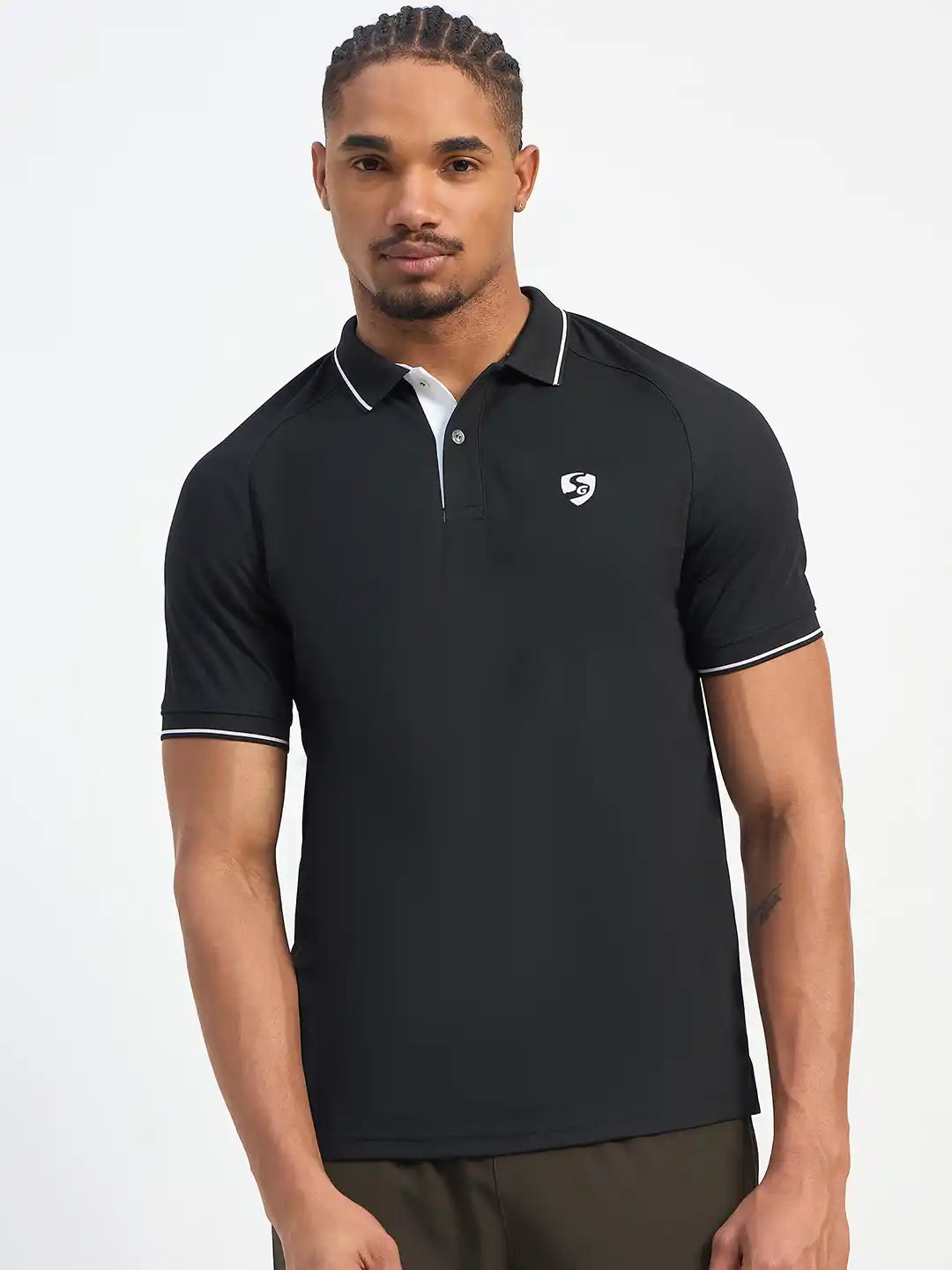 SG H1MP84082 Men Black Polo T-Shirt