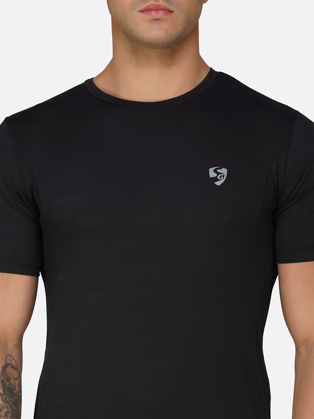 SG Round Neck Regular Comfort Fit T-Shirt For Mens & Boys, Snow White & Deep Black | Ideal for Trail Running, Fitness & Training, Jogging, Gym Wear & Fashion Wear