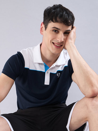 SG Men's Polo T-Shirt Navy/ White