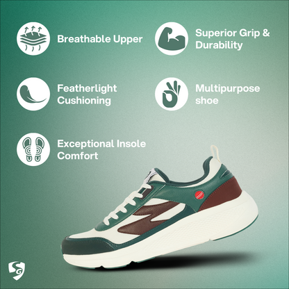 SG ARENA Lifestyle Shoes - Green/White/Brown